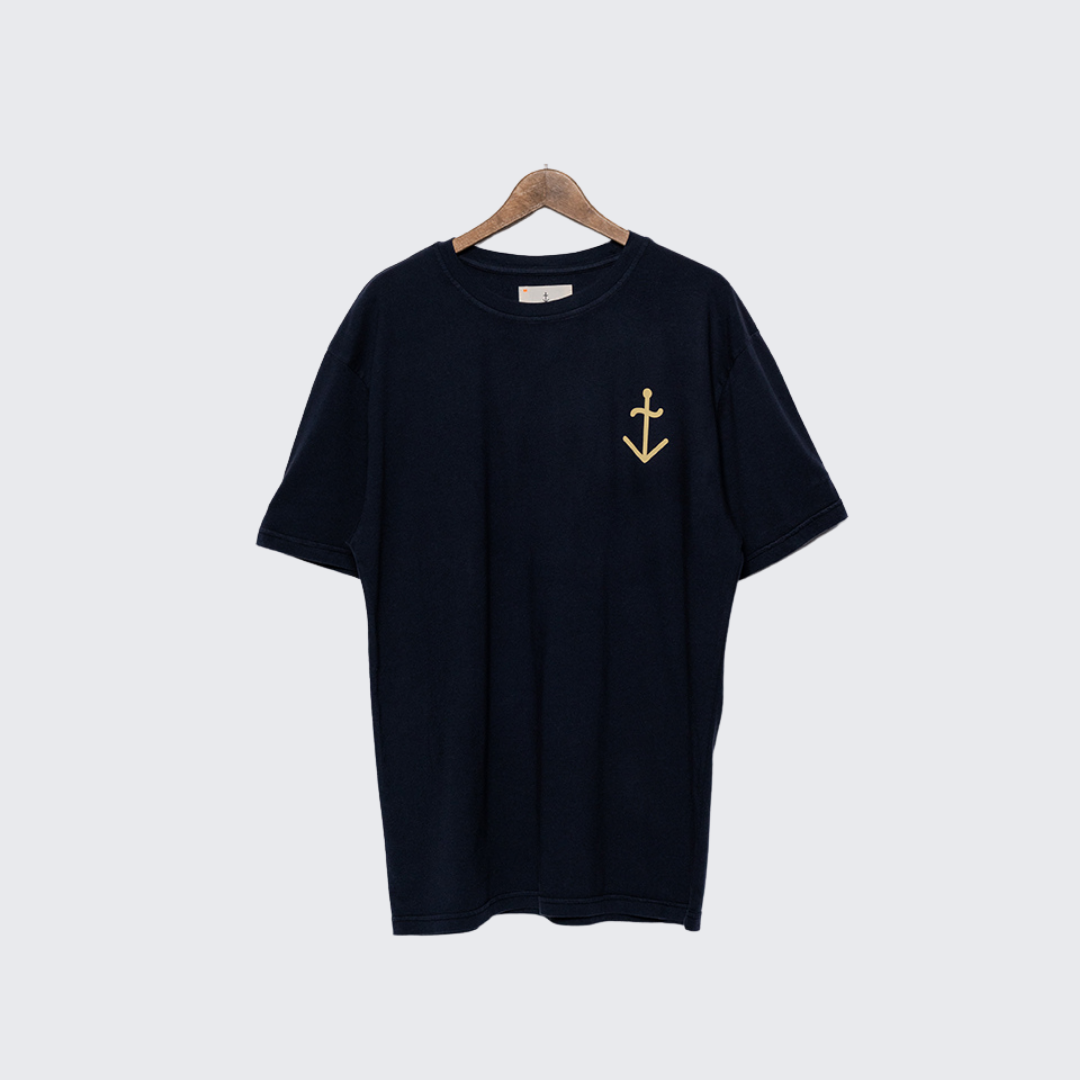 Printed T-Shirt in Navy / Yellow