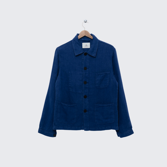 Linen Utility Jacket in Blue