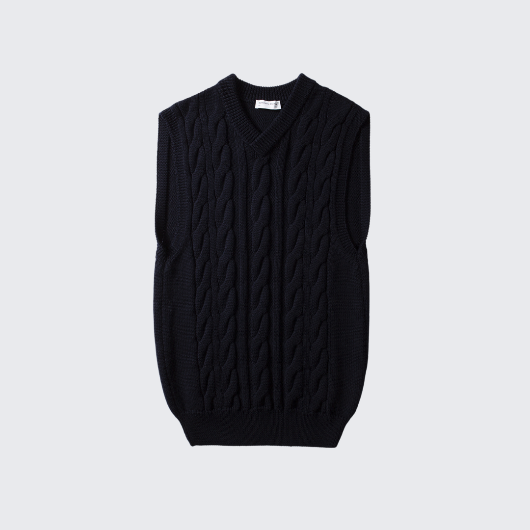 Cable-Knit Vest in Navy